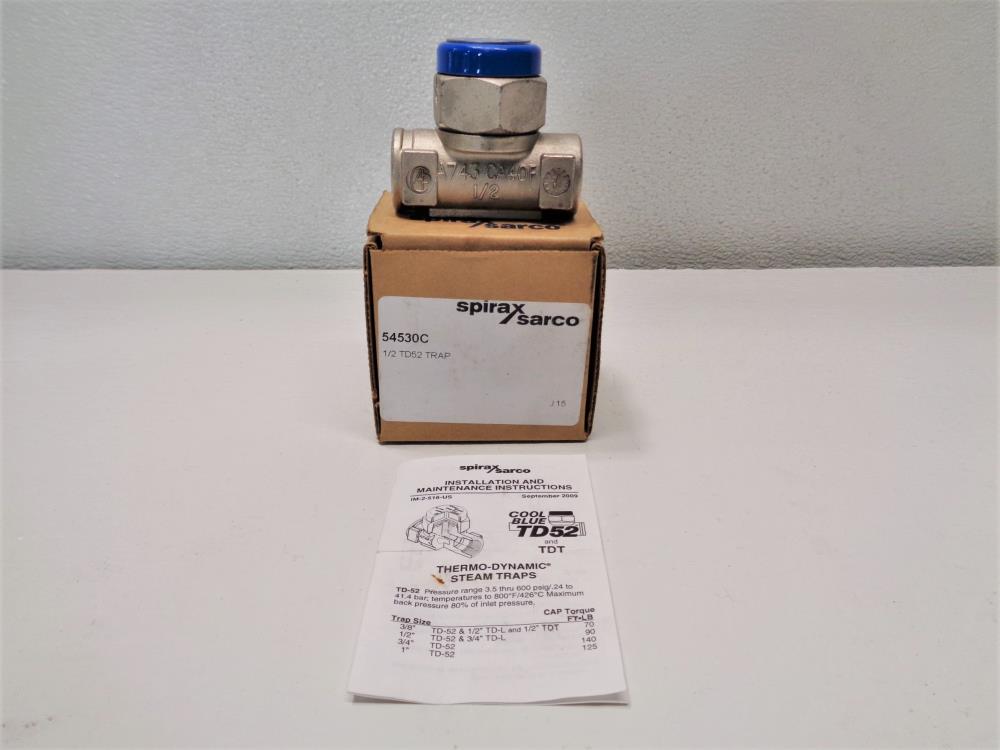 Spirax Sarco TD52 Thermodynamic Steam Trap 1/2" NPT #54530C